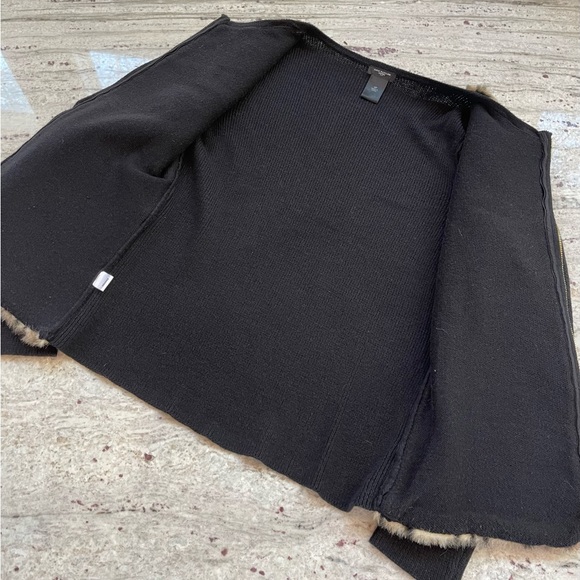 Ann Taylor Faux Fur Leopard Front Full Zip Sweater Jacket Women's size MP - Picture 6 of 11